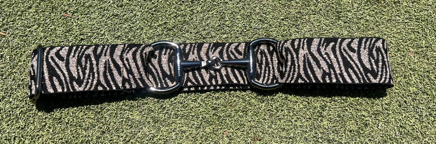 Black and tiger stripe black snaffle belt buckle with adjustable