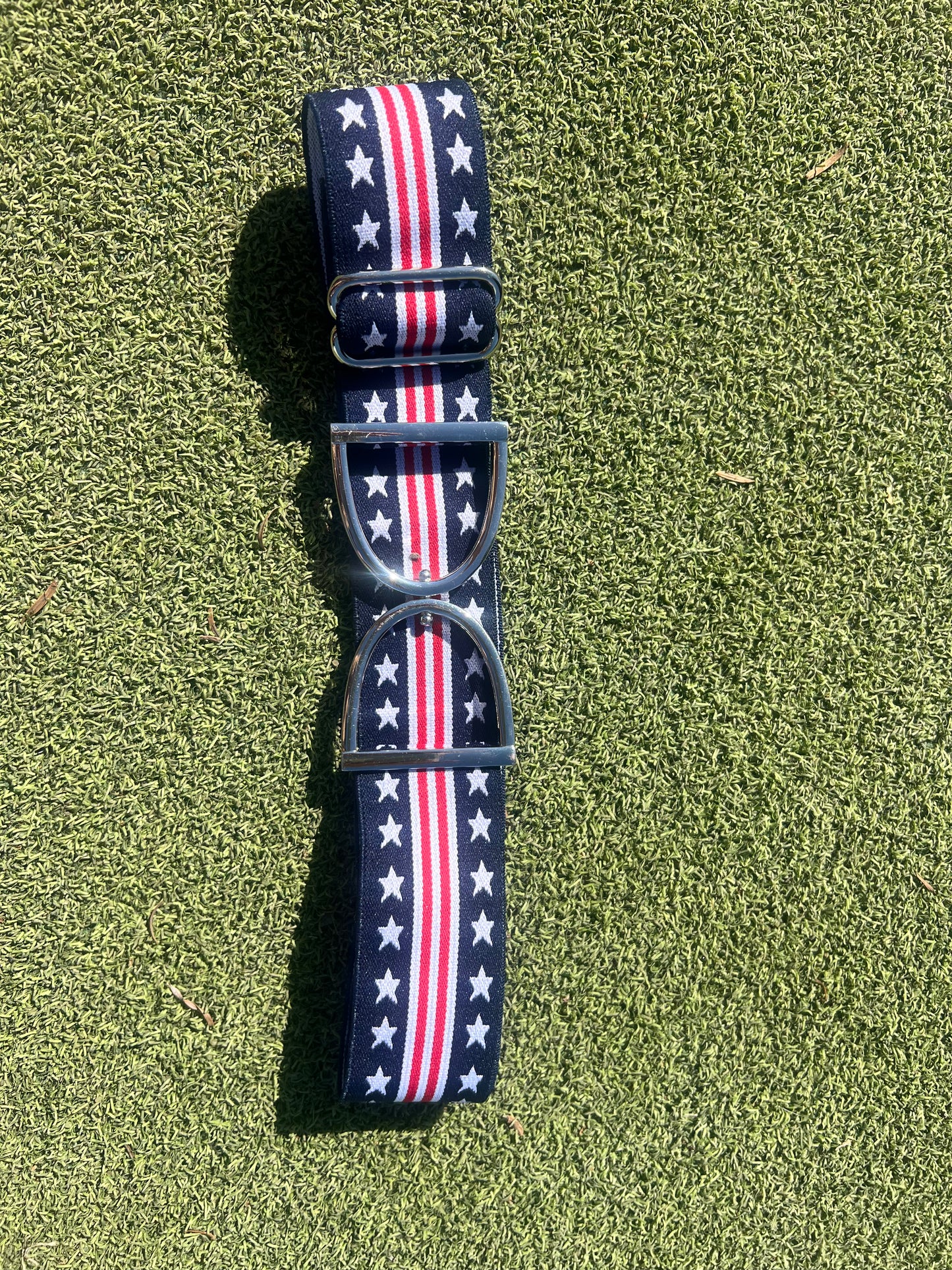 Stirrup belt buckle with America flag adjustable 
