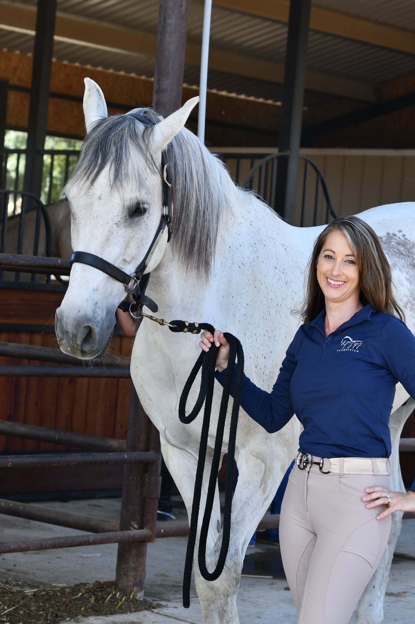 Women Equestrian, long sleeve base shirt with CM logo on chest