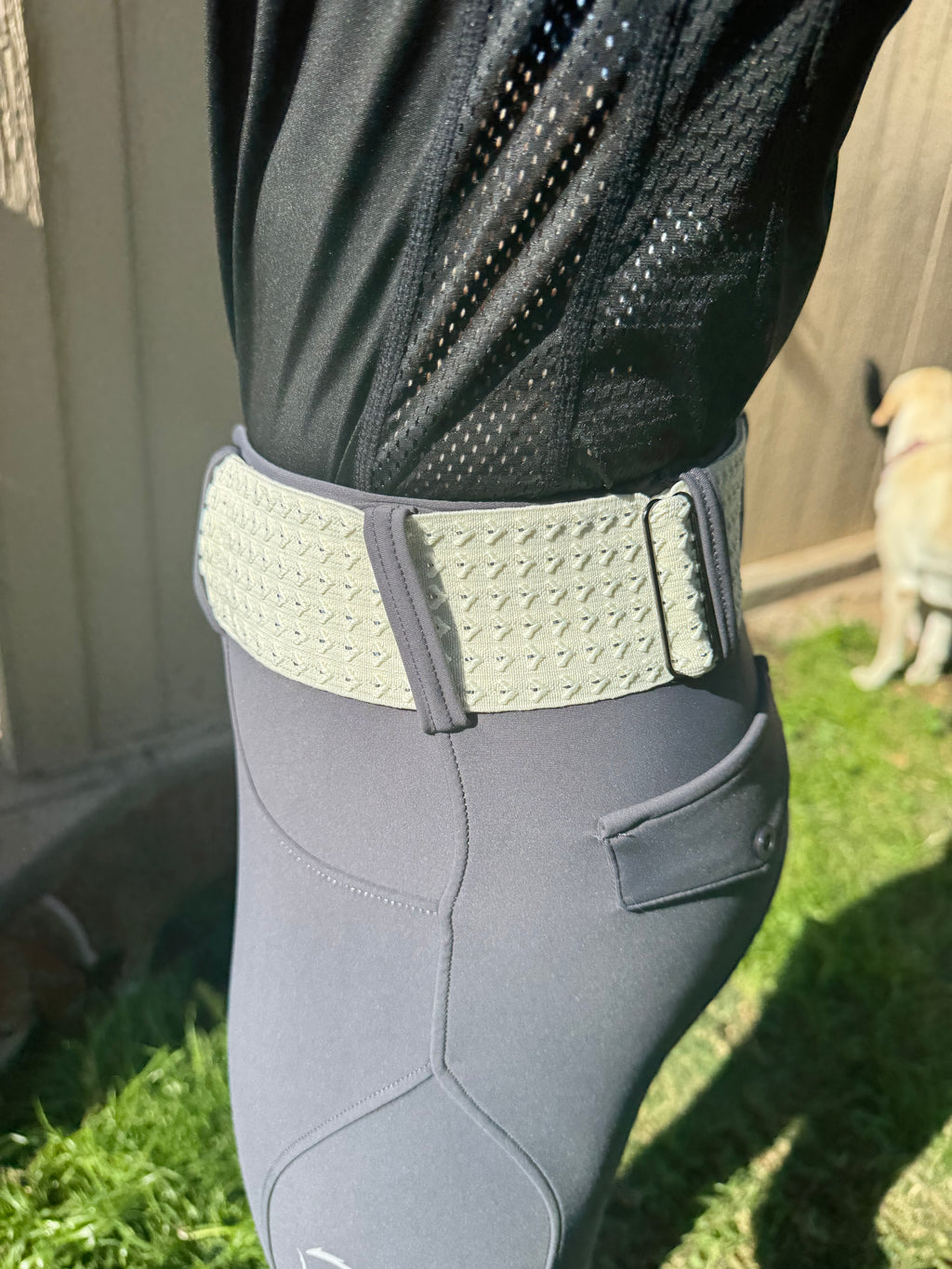 Cream texture with sparkle 2” equestrian black gun metal Snaffel bit belt buckle and