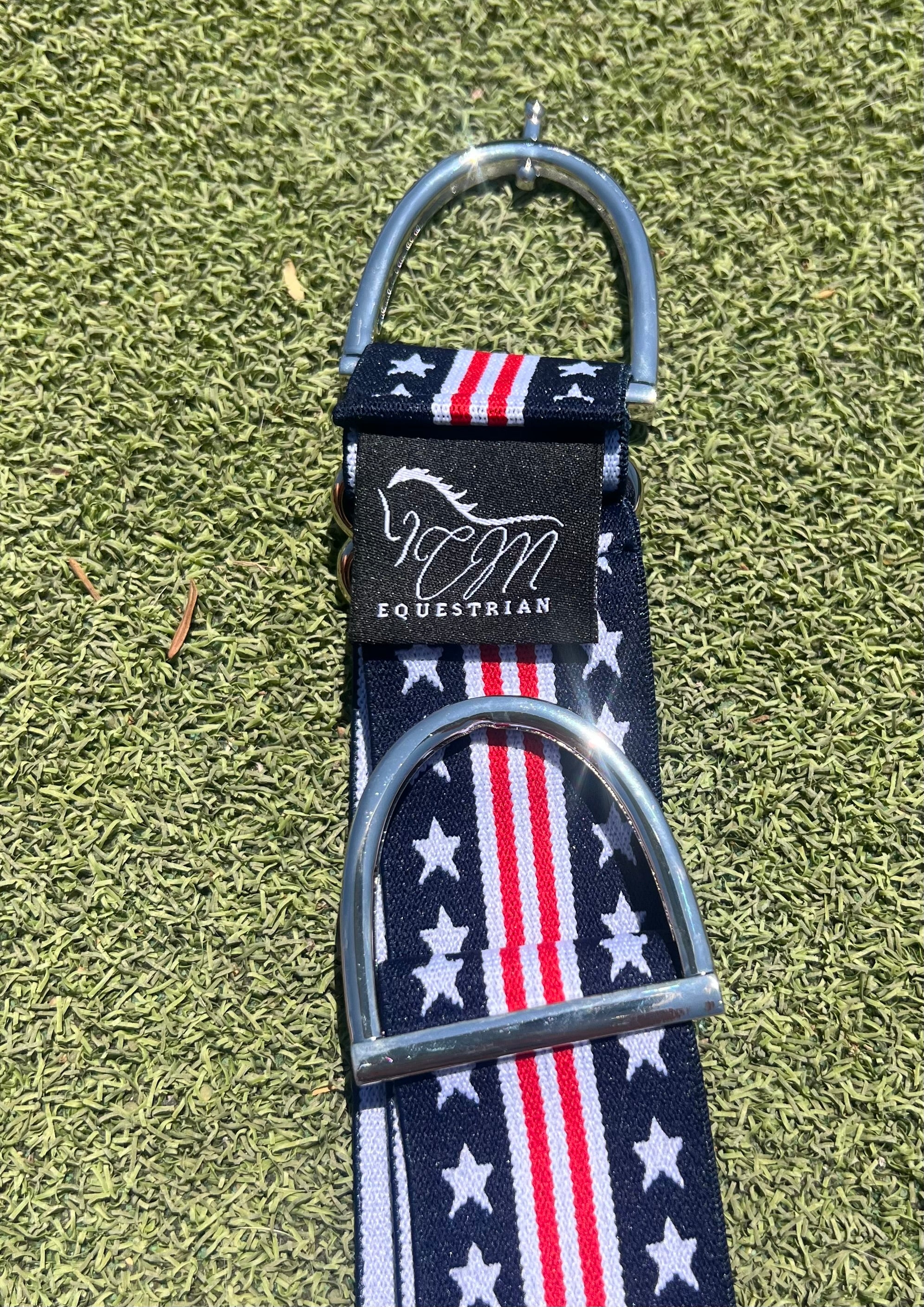 Stirrup belt buckle with America flag adjustable ￼