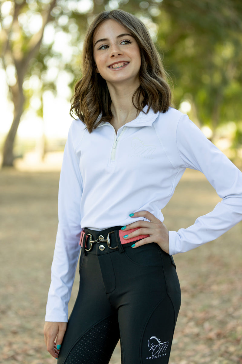 Women Equestrian, long sleeve base shirt with CM logo on chest