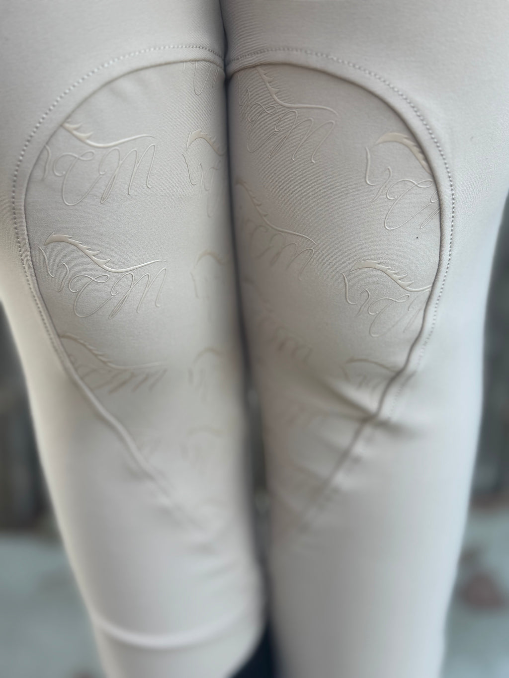 Cm Tan Knee Equestrian Button Breeches with CM logo