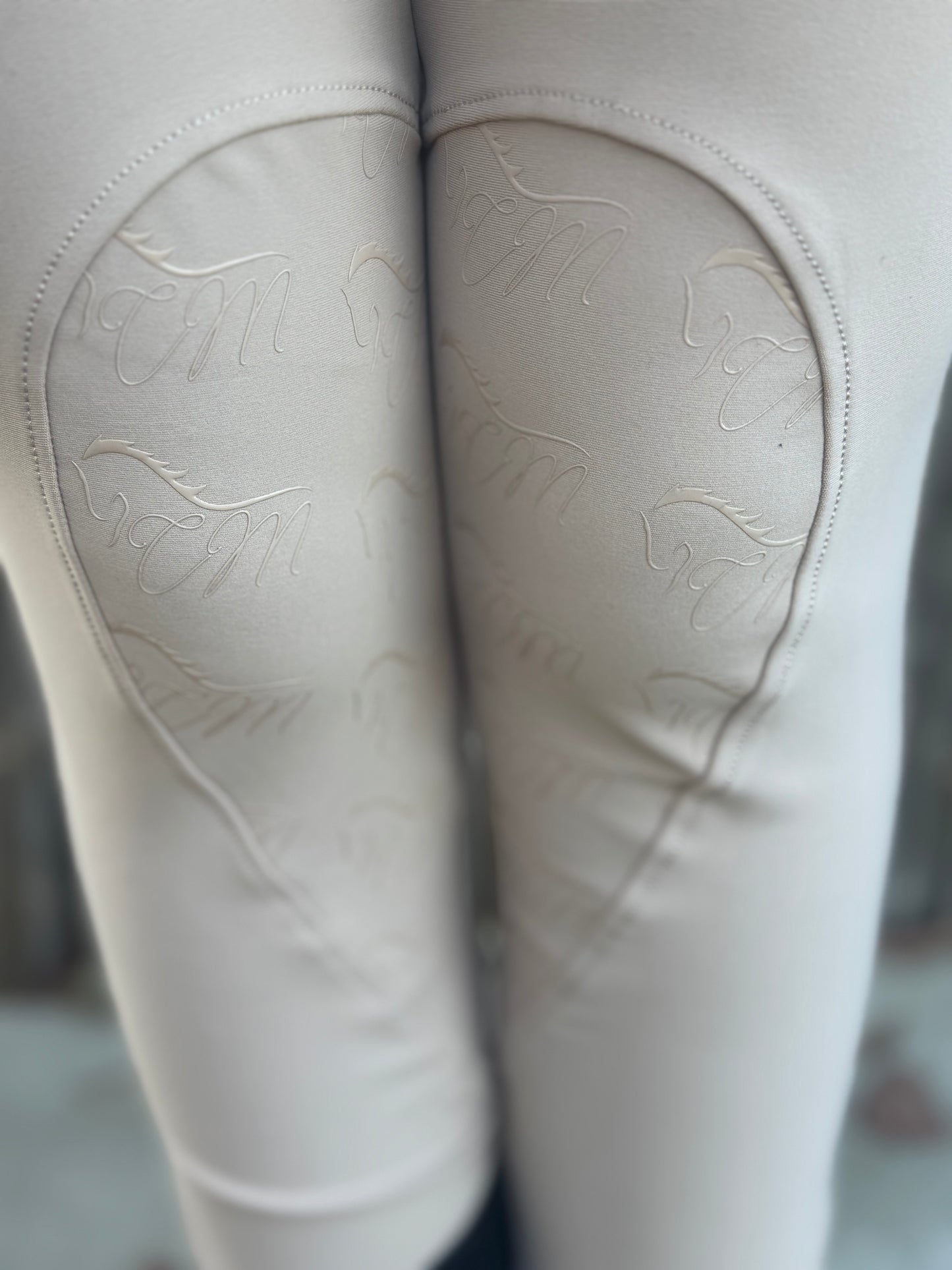 Cm Tan Knee Equestrian Button Breeches with CM logo