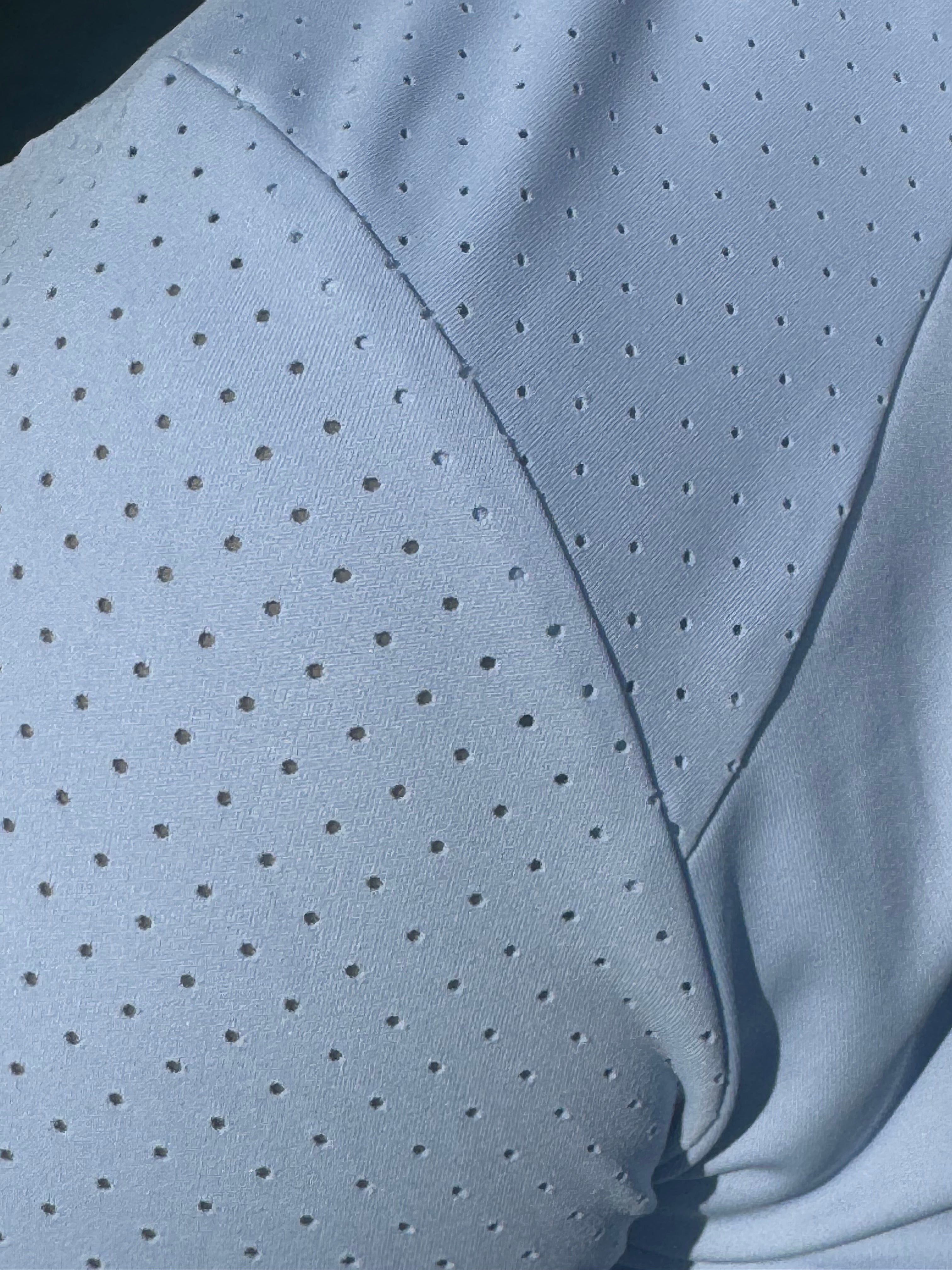 Baby Blue Equestrian Fancy cuff two tone long sleeve light Blue and white show shirt