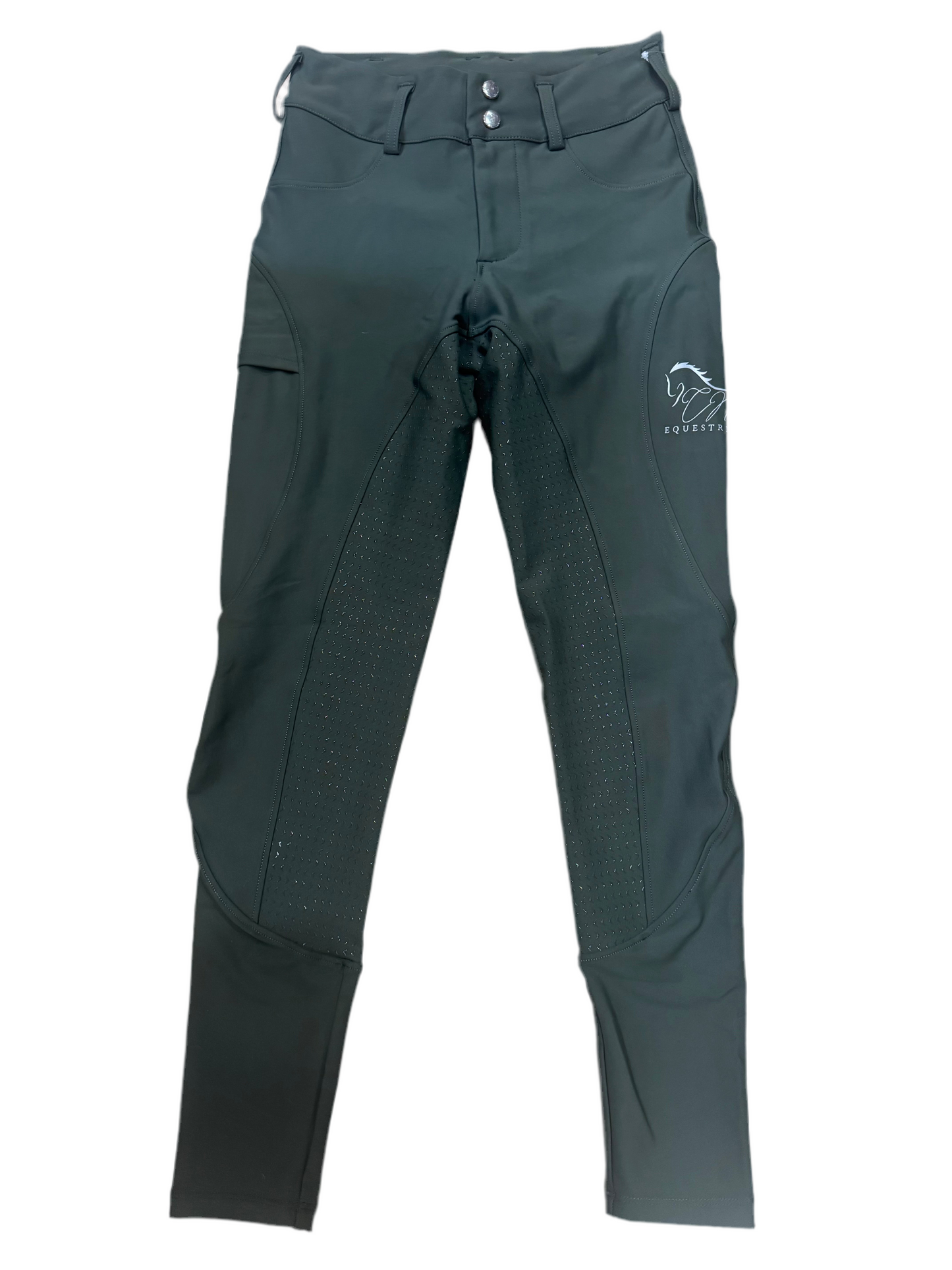 Green Button up Breeches Amy Green full bottomed logo CM pocket