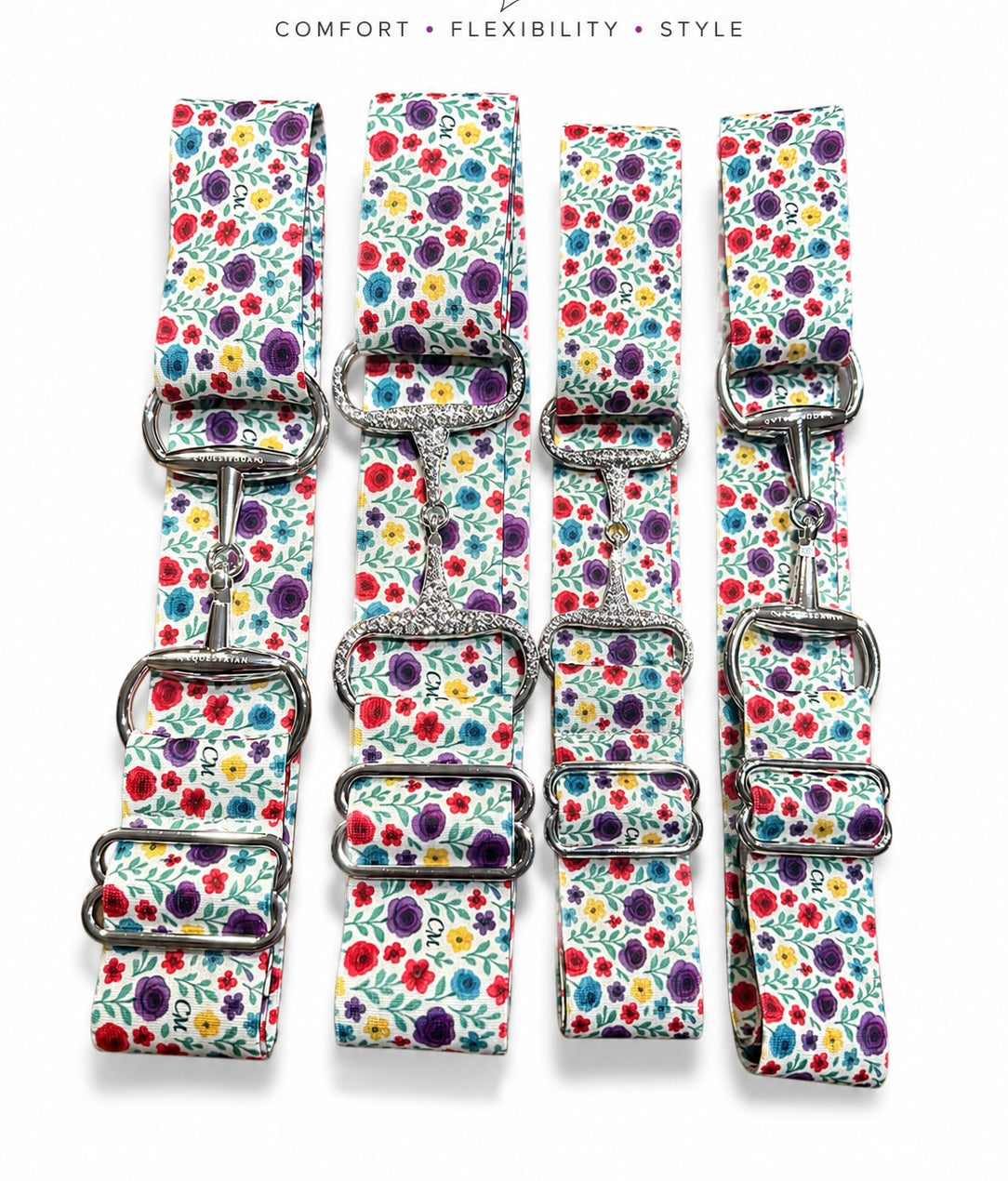 2” sparkle CZ snaffle bit floral pattern Cm logo one size fits most