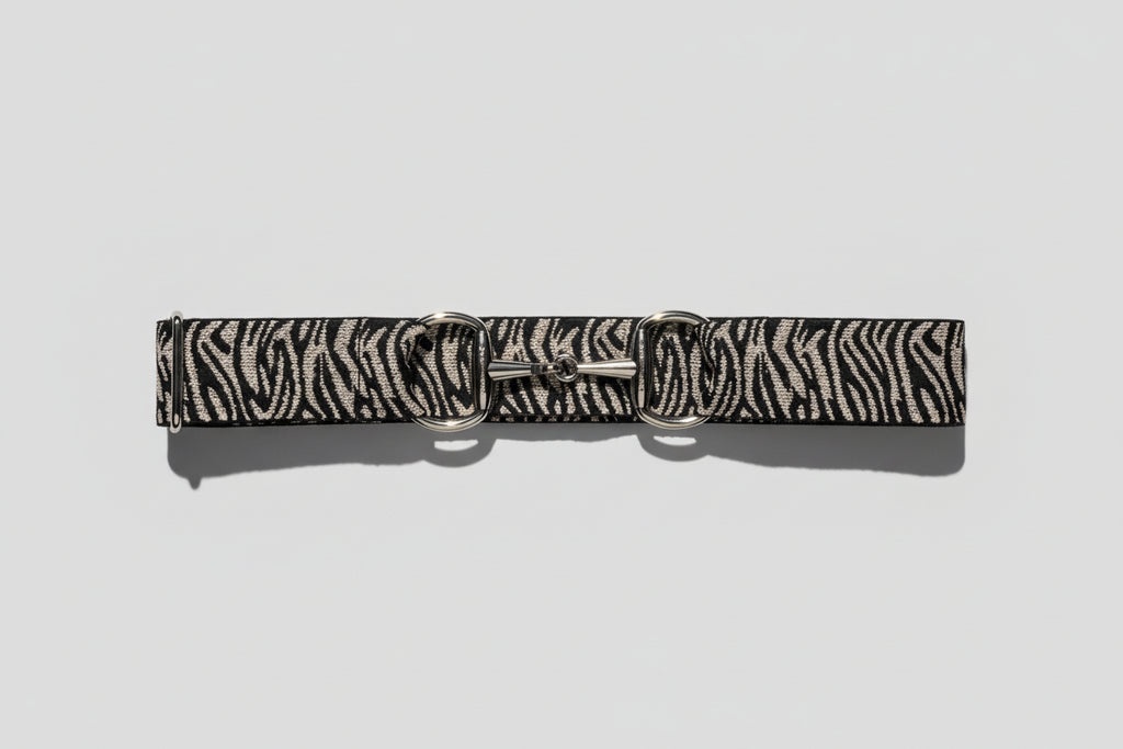 Black and tiger stripe black snaffle belt buckle with adjustable
