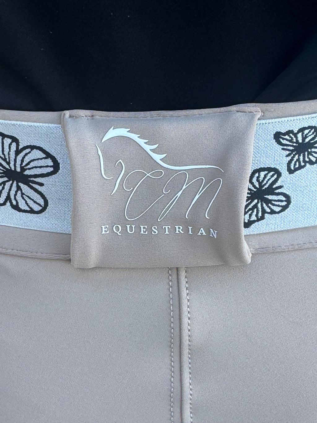 Cm Tan Knee Equestrian Button Breeches with CM logo