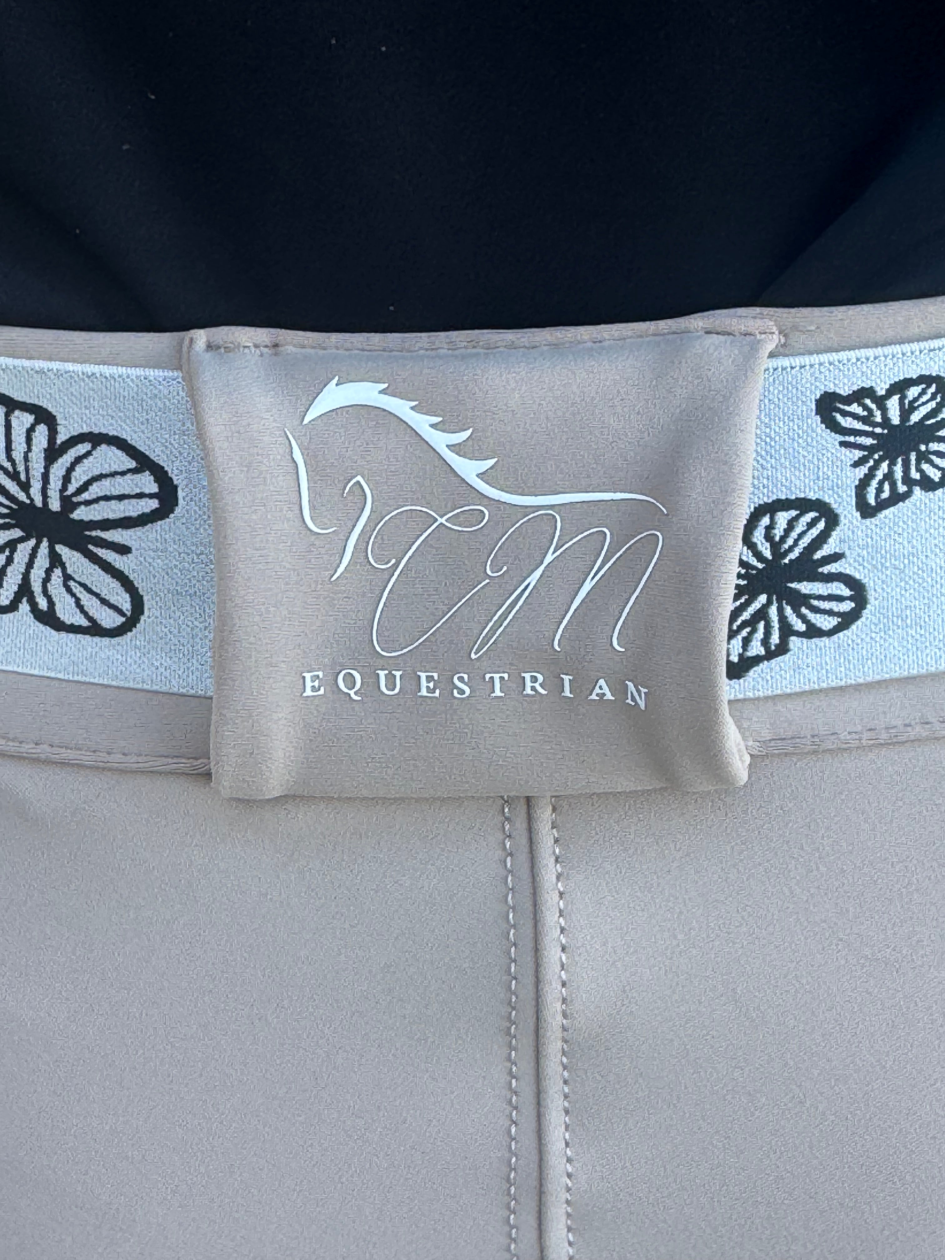 Cm Tan Knee Equestrian Button Breeches with CM logo