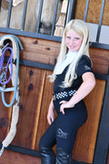 Black white Equestrian two tone short sleeve hunter show shirt