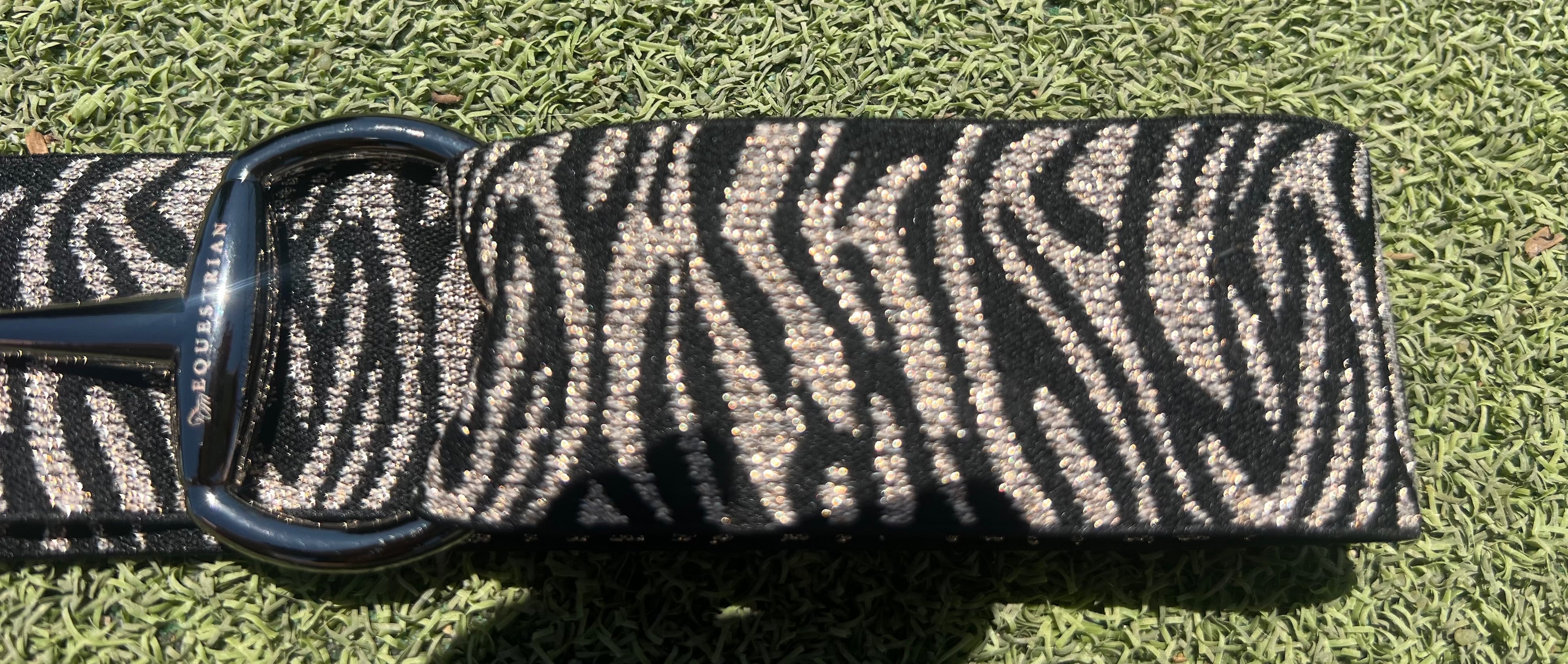 Black and tiger stripe black snaffle belt buckle with adjustable