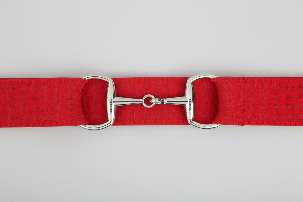 Red snaffle belt buckle with adjustable