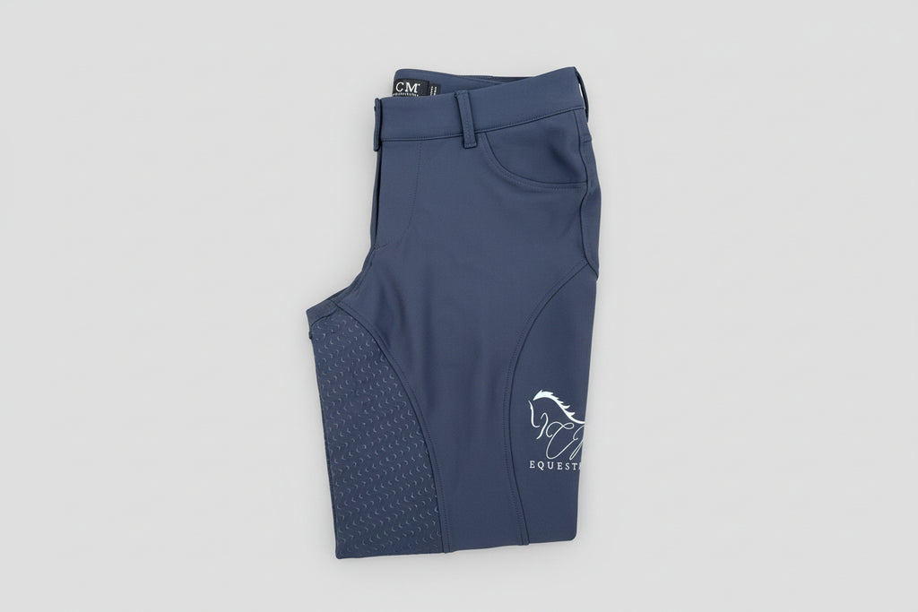 Dark Grey Button up CM logo Breeches Women's Full Seat Riding Active Silicon Grip Horse Riding Equestrian Breeches