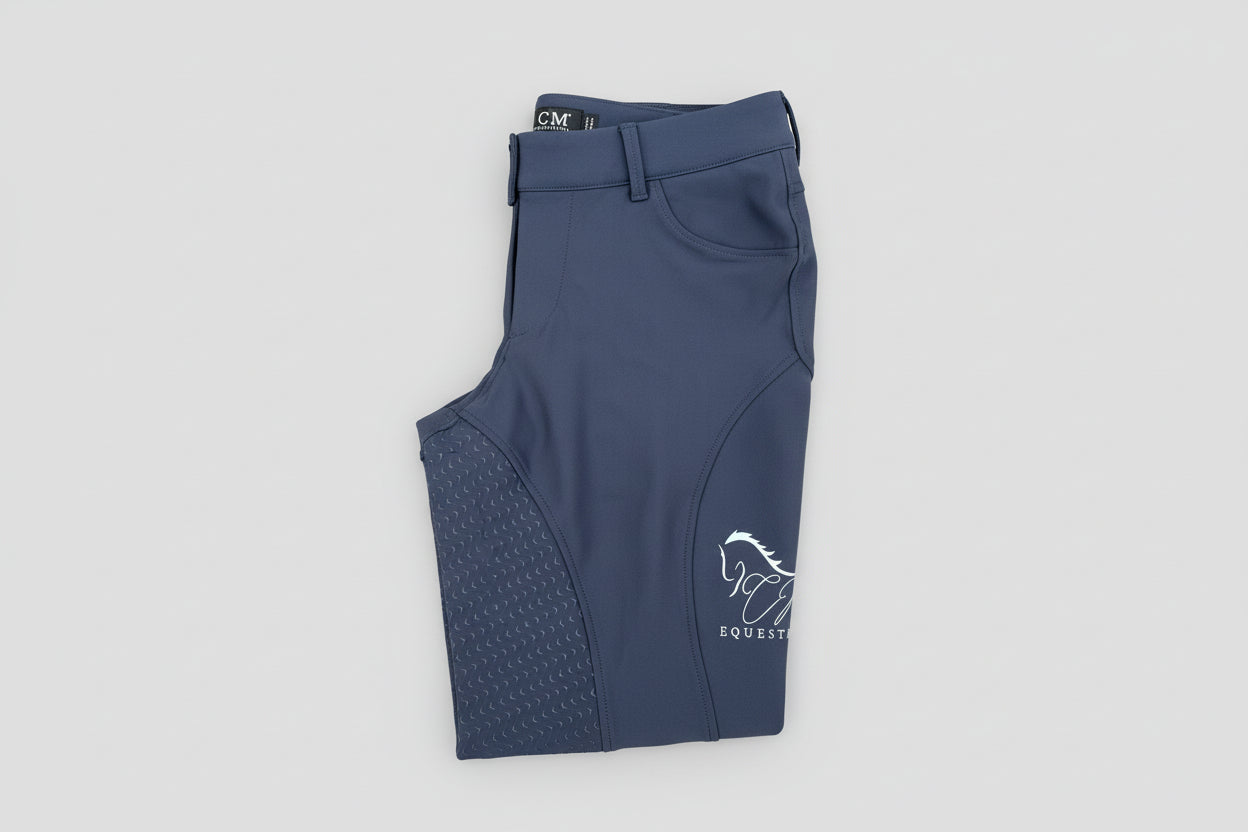 Dark Grey Button up CM logo Breeches Women's Full Seat Riding Active Silicon Grip Horse Riding Equestrian Breeches