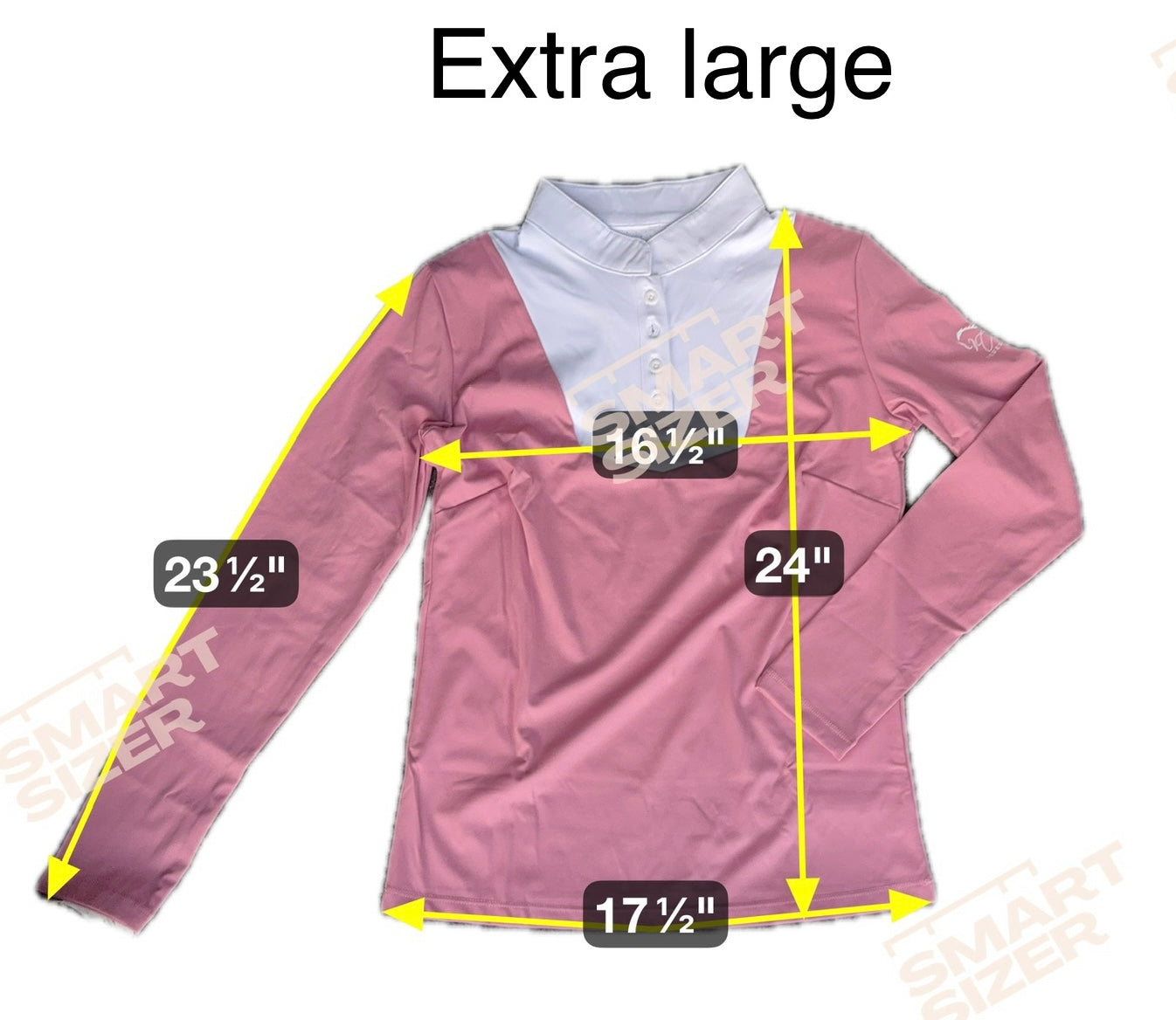 Pink and white equestrian two tone long sleeve show shirt