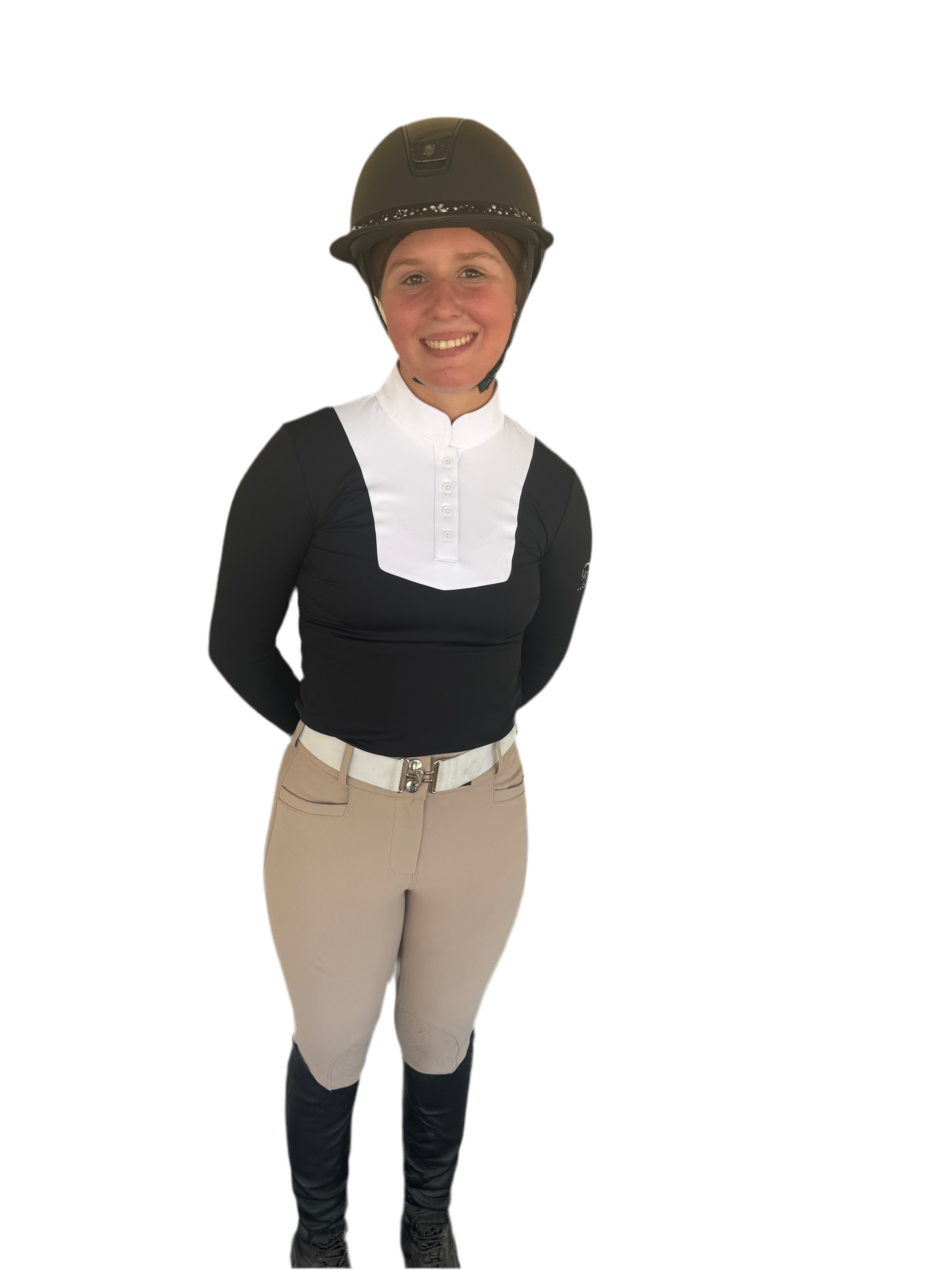 Cm Tan Knee Equestrian Button Breeches with CM logo