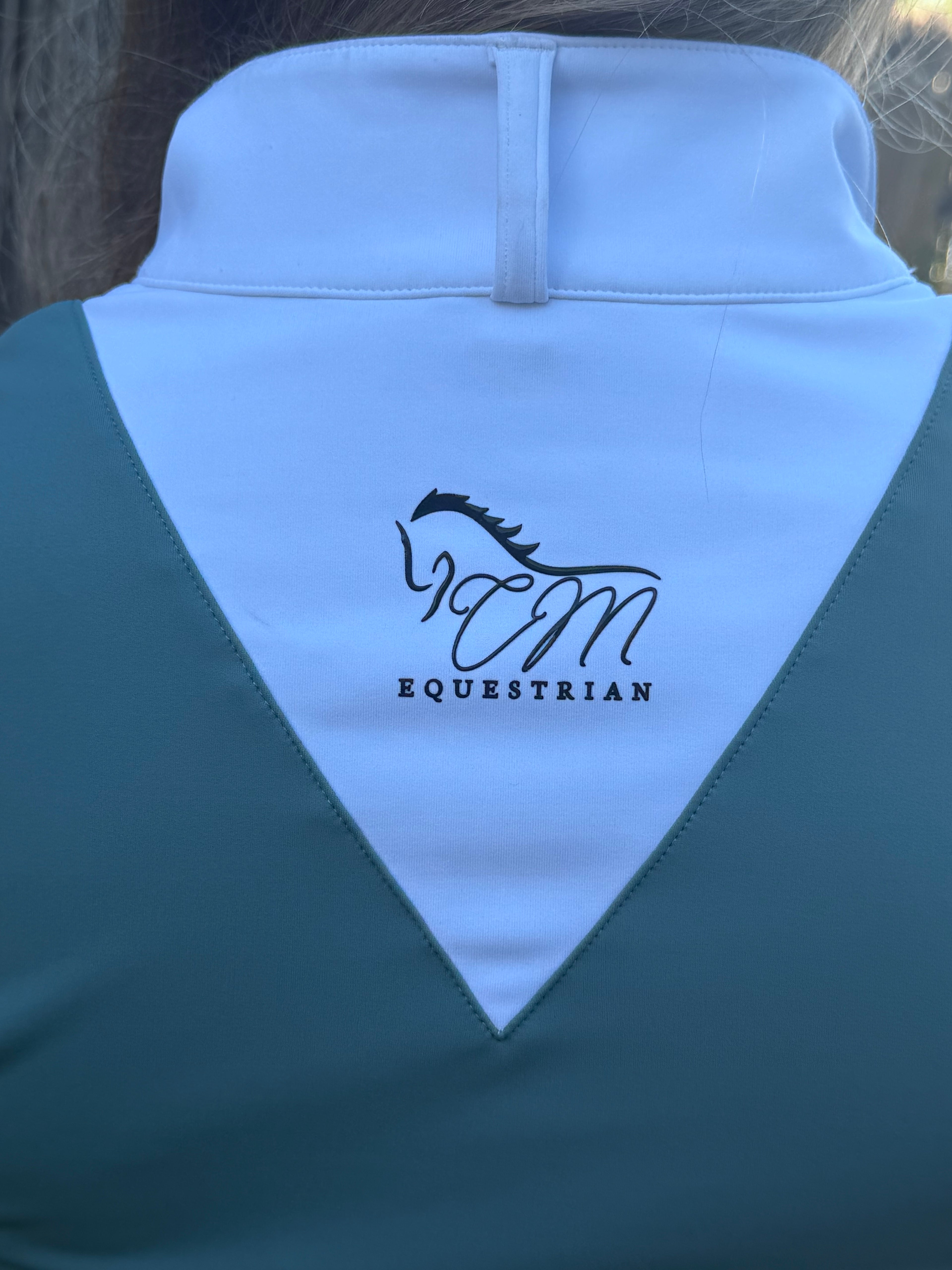 Pre order sage CM two tone long sleeve with floral logo in cuff and collar