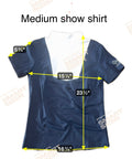Navy white Equestrian two tone show short sleeve shirt CM logo on sleeve