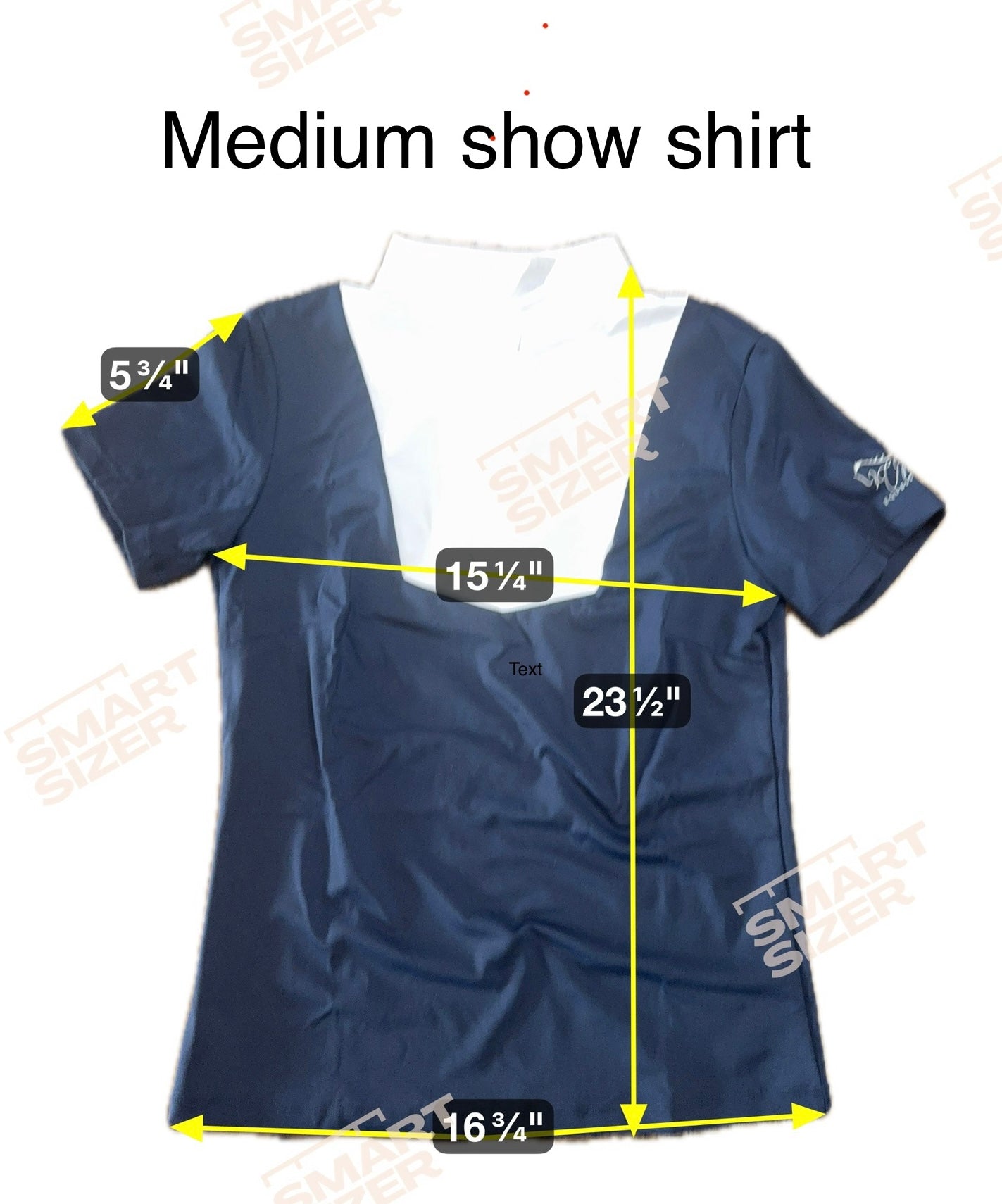 Navy white Equestrian two tone show short sleeve shirt CM logo on sleeve