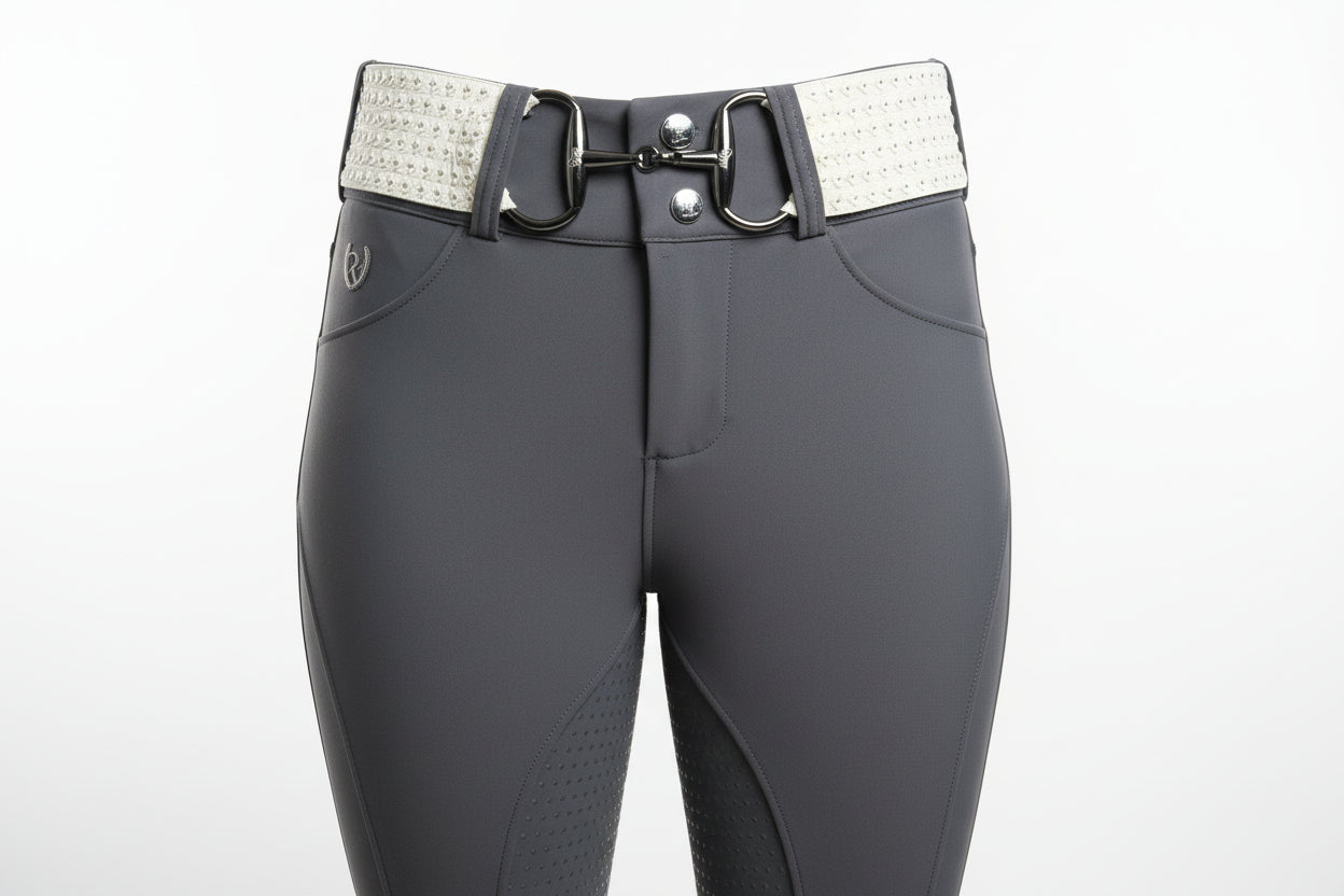 Cream texture with sparkle 2” equestrian black gun metal Snaffel bit belt buckle and