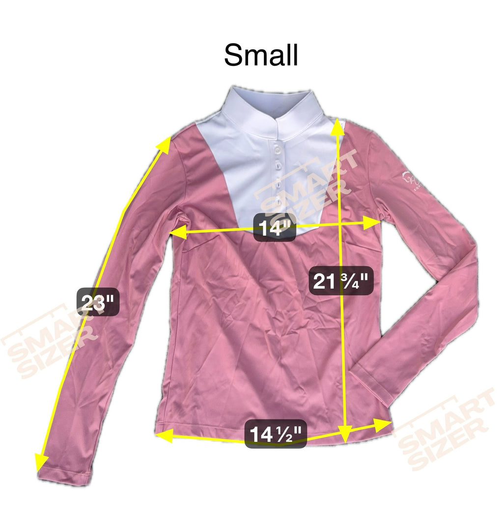 Burgundy and White Equestrian two tone long sleeve show shirt