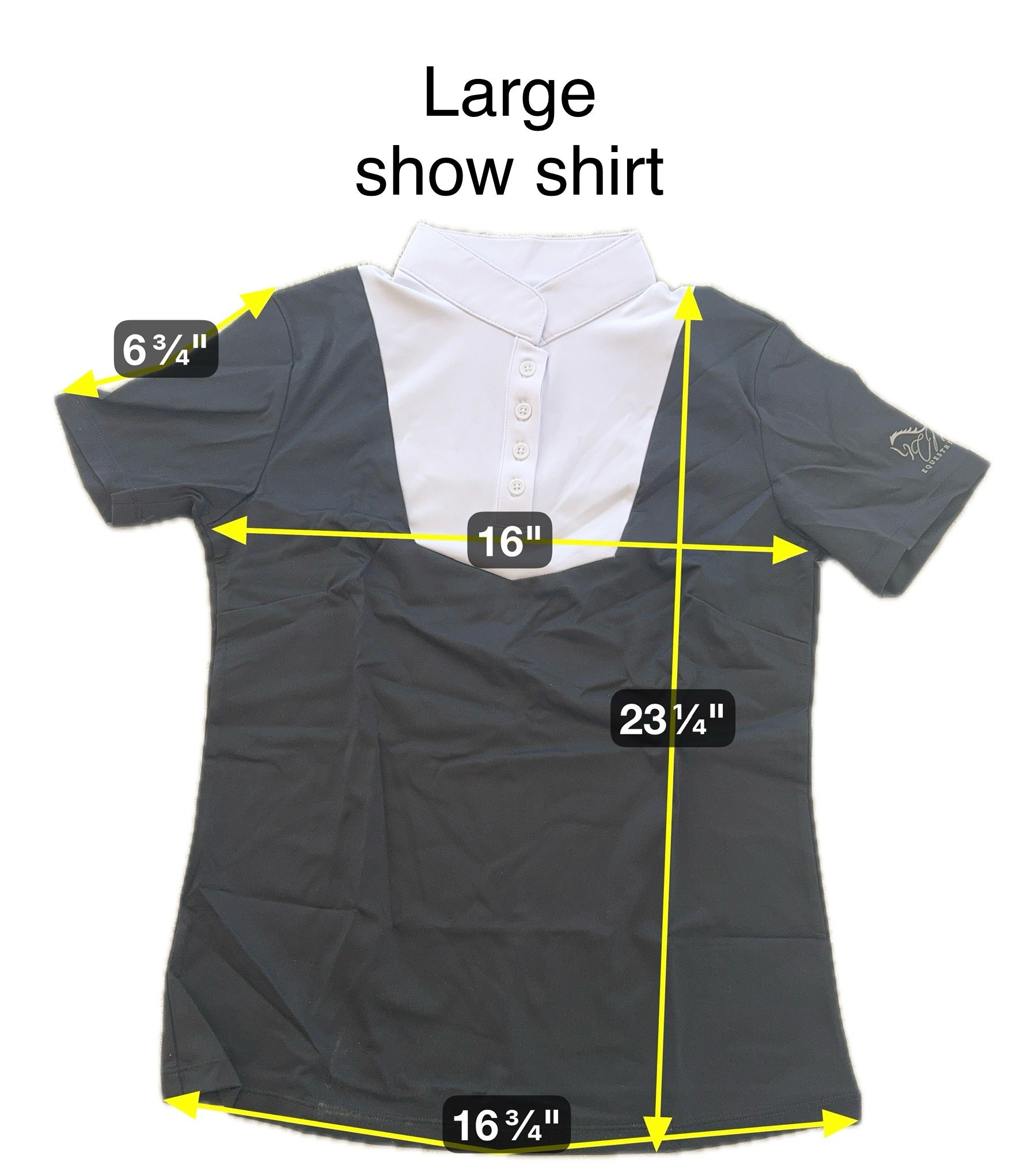 Navy white Equestrian two tone show short sleeve shirt CM logo on sleeve