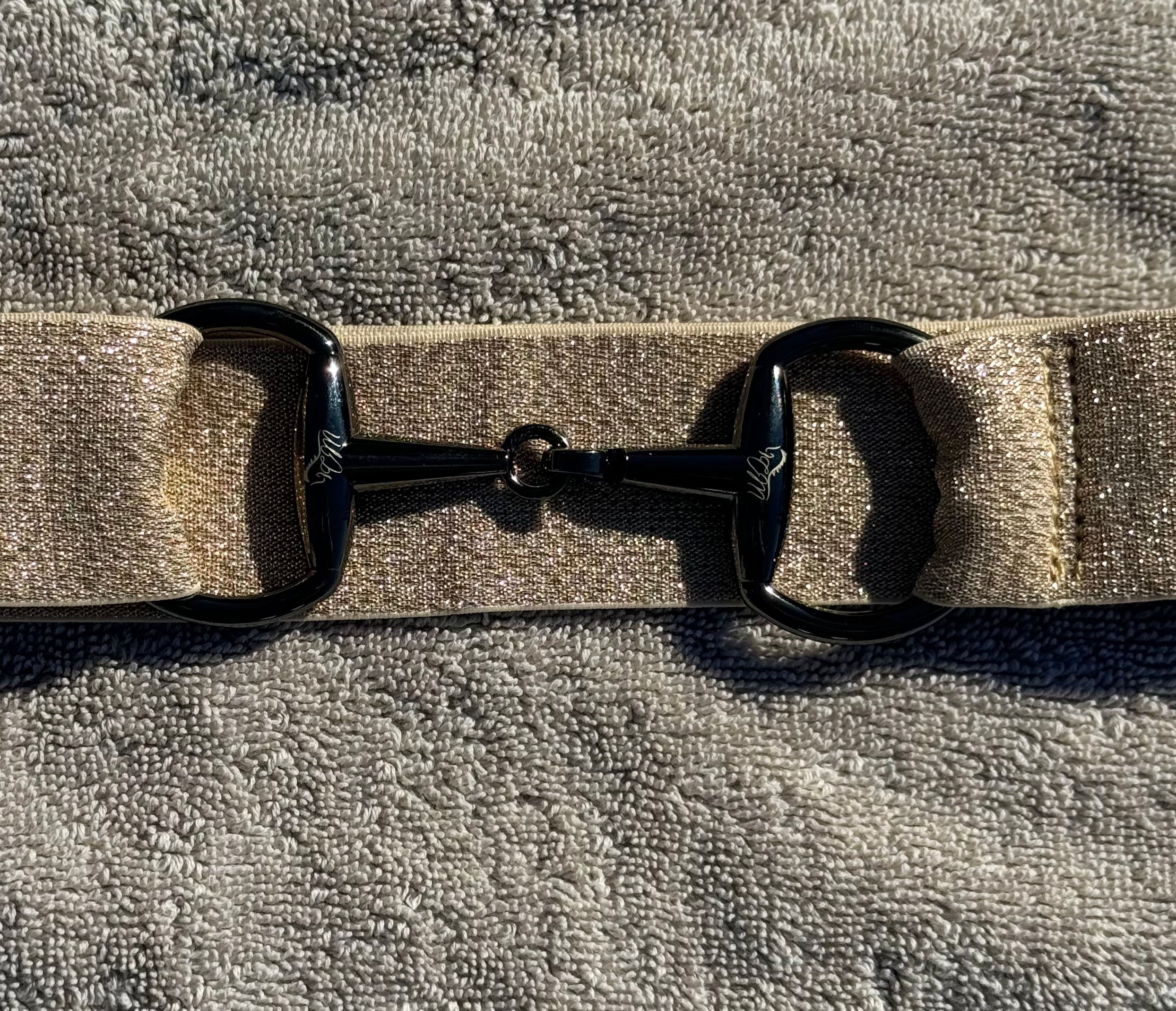 Sparkle tan 1.5 equestrian black gun metal Snaffel bit belt buckle