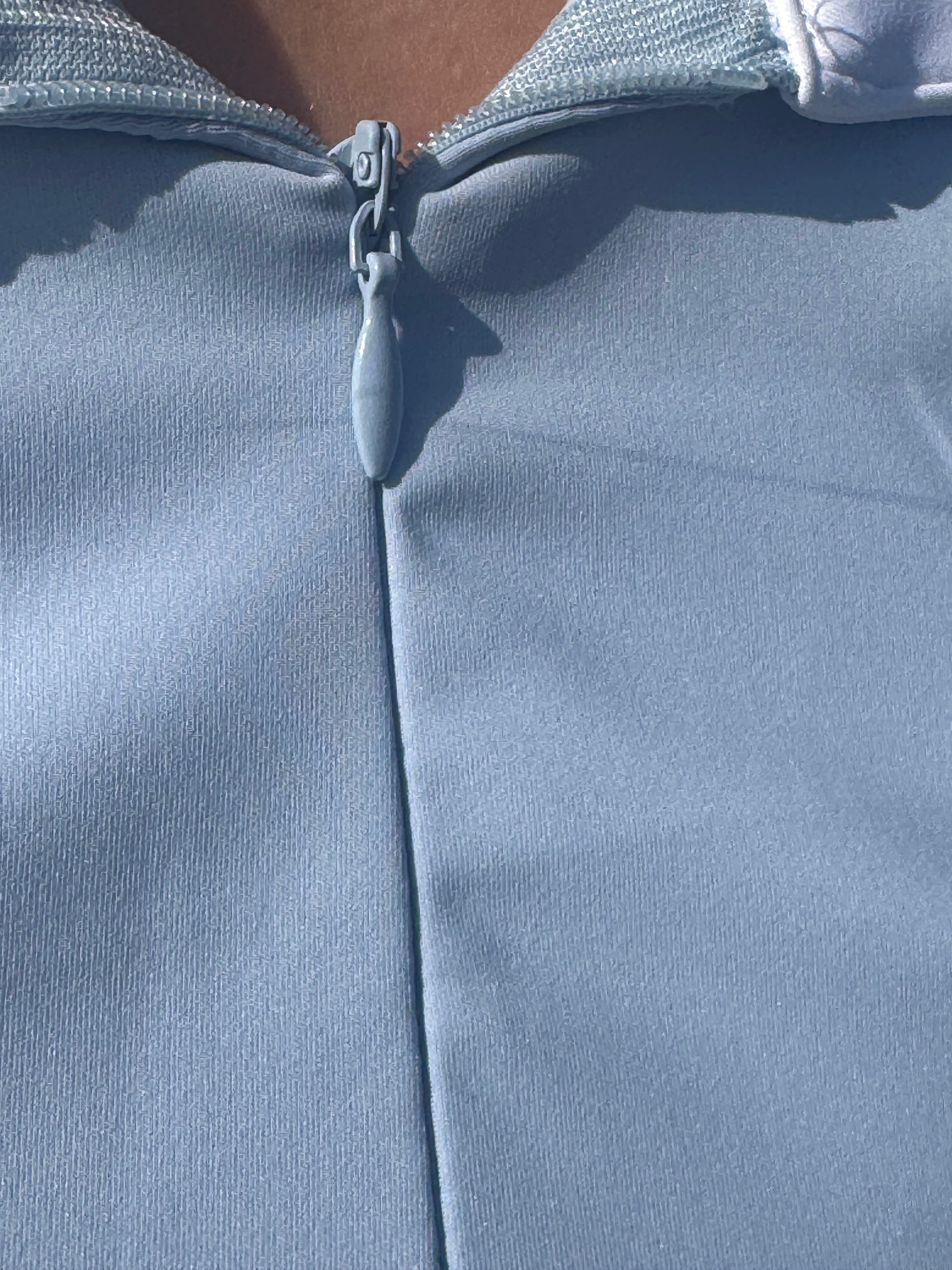 Baby Blue Equestrian Fancy cuff two tone long sleeve light Blue and white show shirt