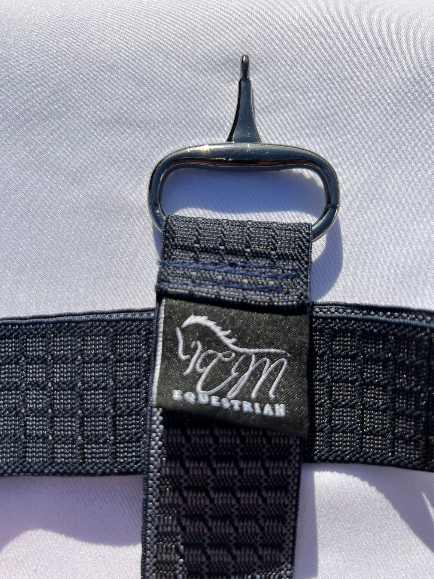 Black square pattern 1.5” Adjustable Snaffle Bit Riding Belt with gun metal bit and black rhinestone crystals