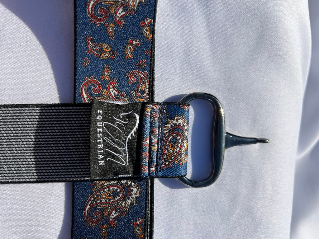 Snaffle Bit Riding Belt 1.5” Paisley Adjustable with gun metal bit and black rhinestone crystals