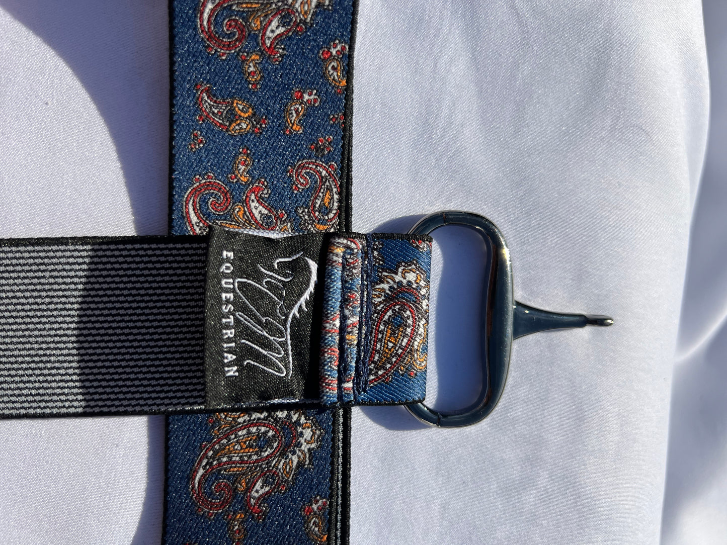 Snaffle Bit Riding Belt 1.5” Paisley Adjustable with gun metal bit and black rhinestone crystals