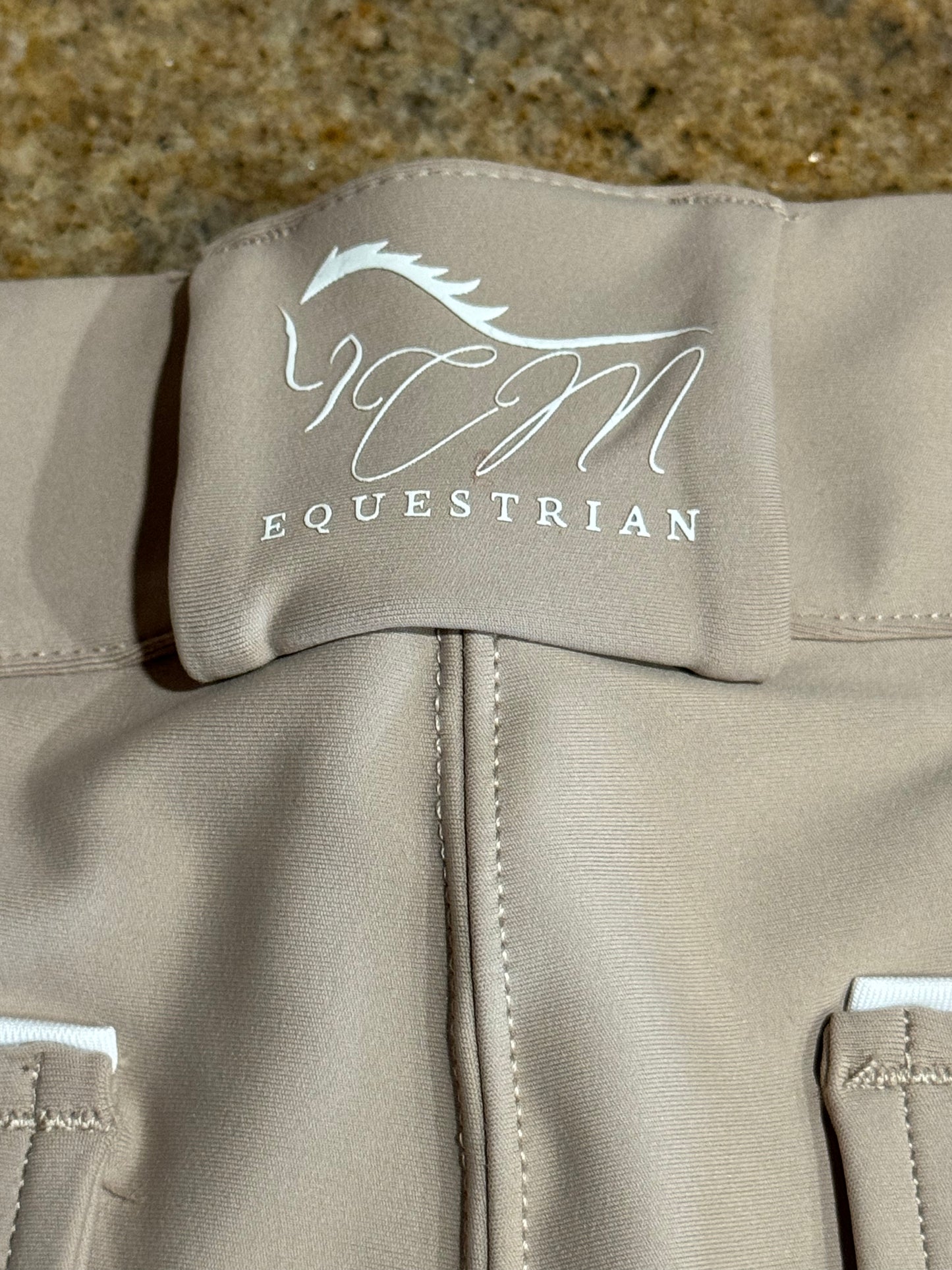 Cm equestrian Button Breeches tan logo full bottomed