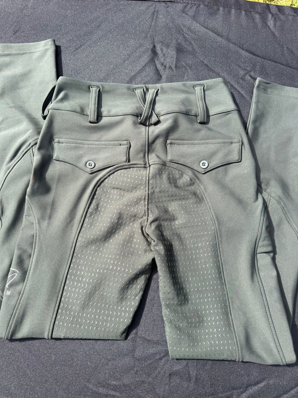 Green Button up Breeches Amy Green full bottomed logo CM pocket