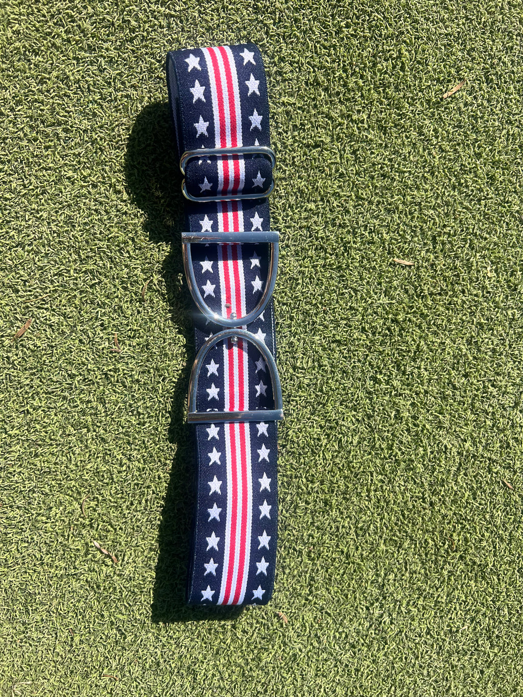 Stirrup belt buckle with America flag adjustable ￼