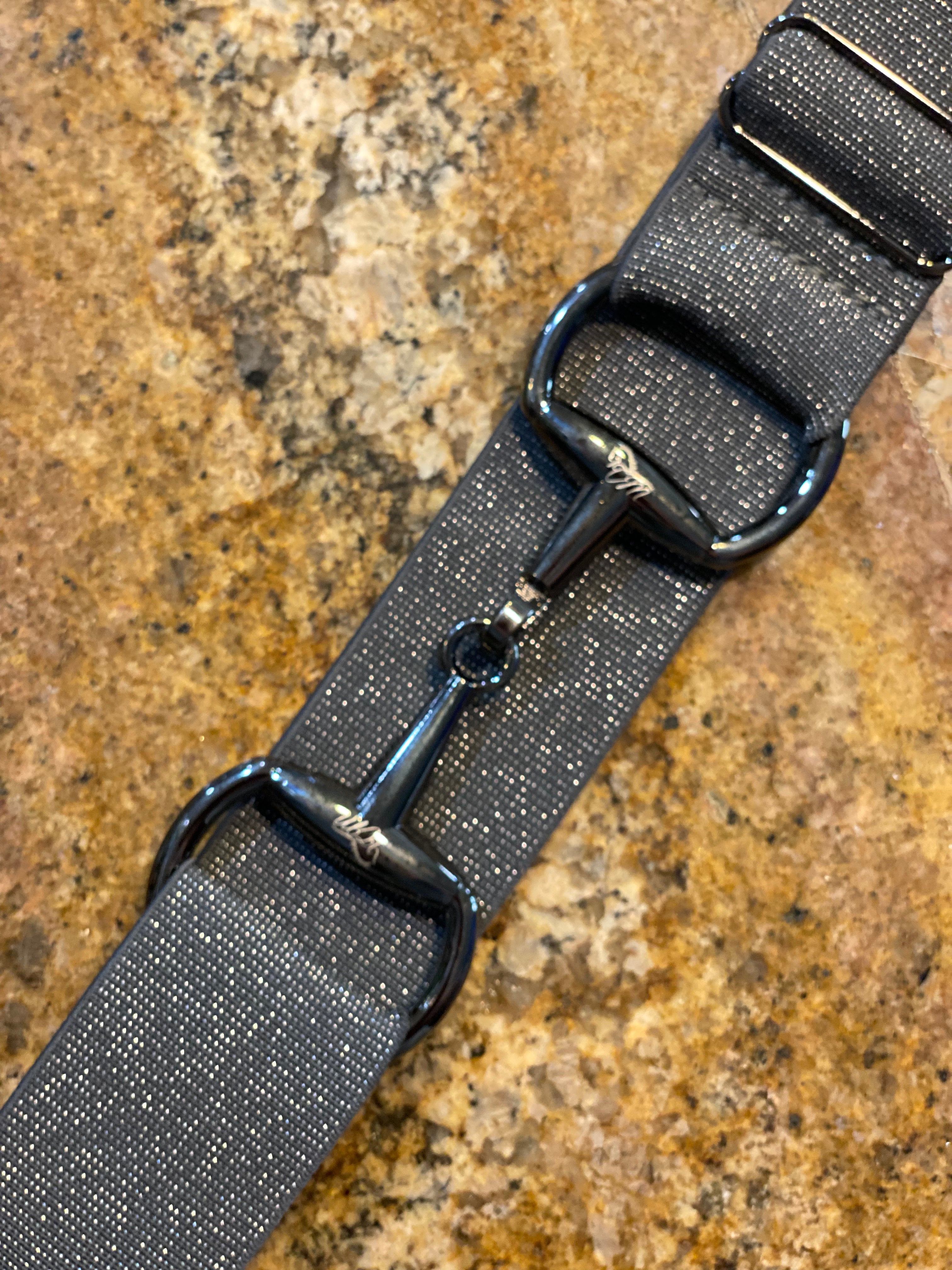 Gun metal Snaffle bit 1.5” with belt buckle one size fits all