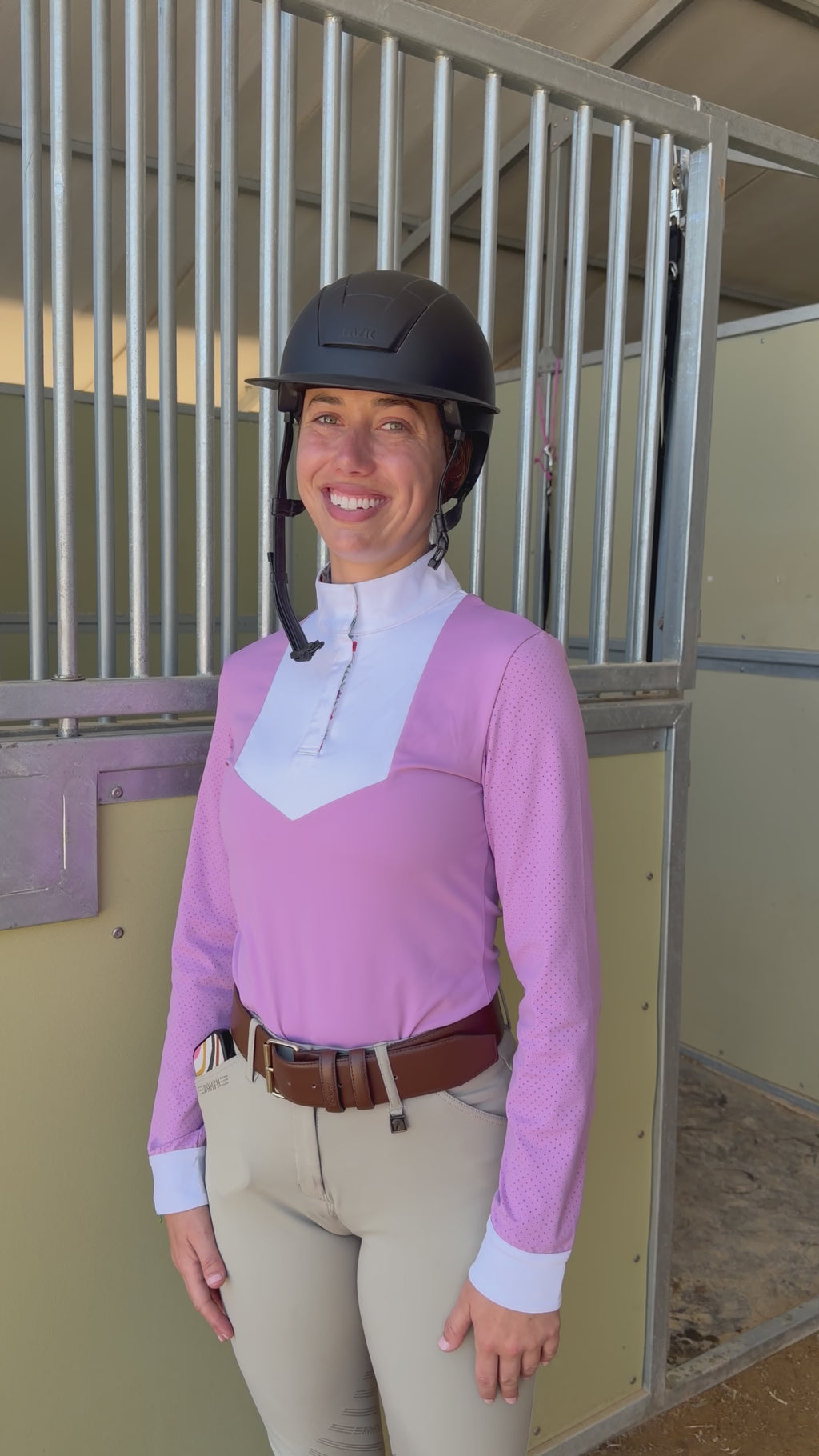 Pre order lavender CM two tone long sleeve with floral logo in cuff and collar
