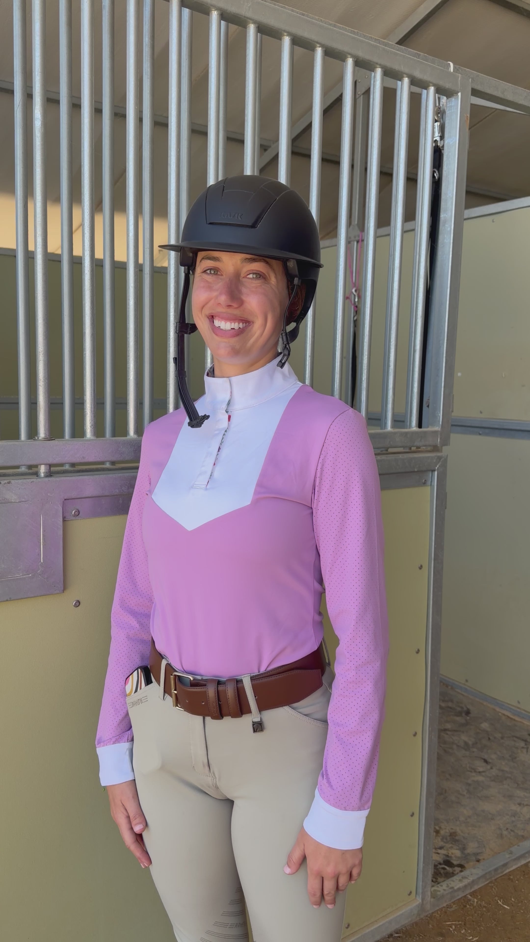 Pre order lavender CM two tone long sleeve with floral logo in cuff and collar