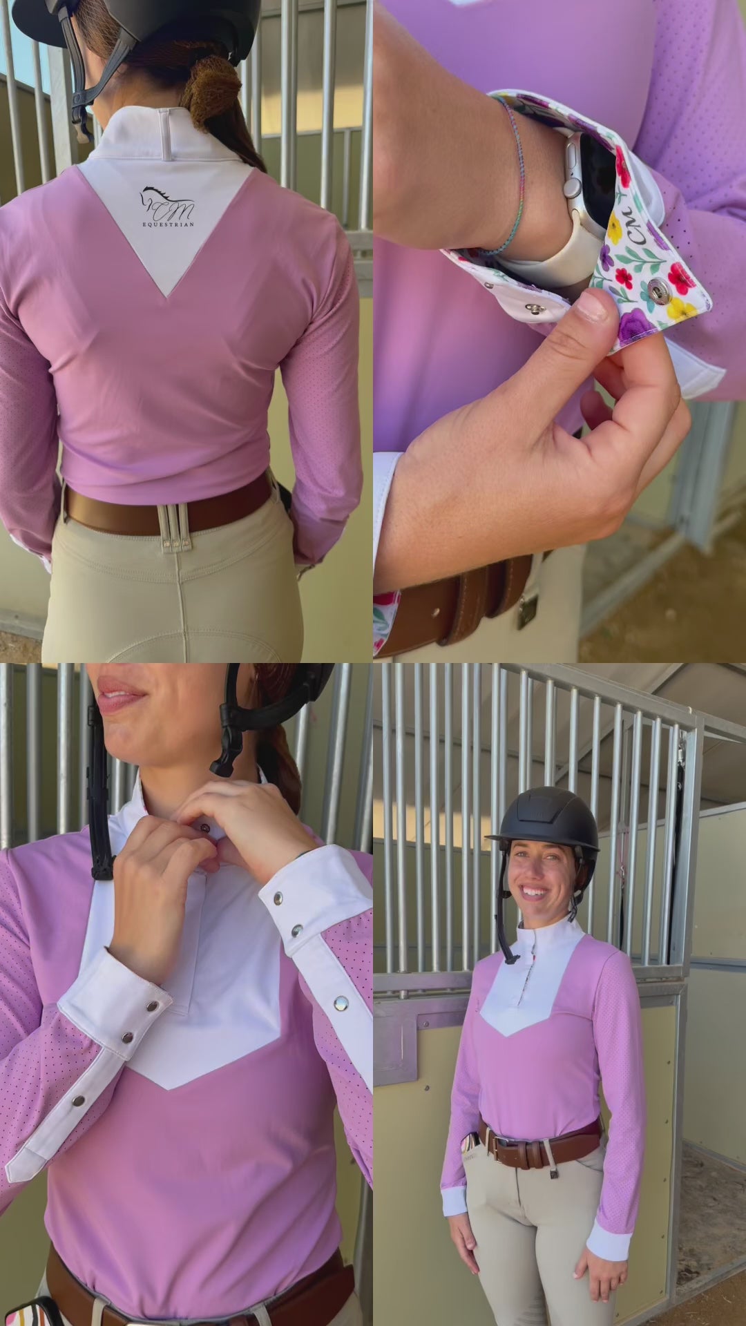 Pre order lavender CM two tone long sleeve with floral logo in cuff and collar