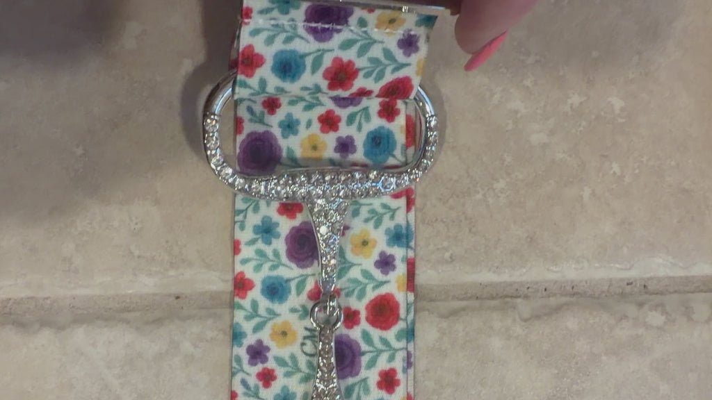 2” sparkle CZ snaffle bit floral pattern Cm logo one size fits most