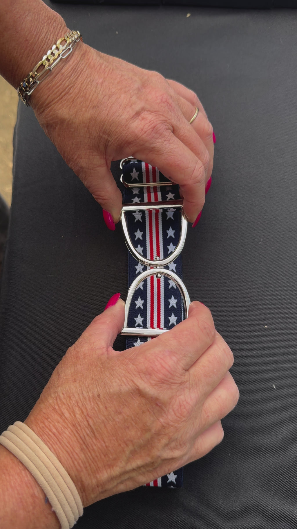 Stirrup belt buckle with America flag adjustable ￼