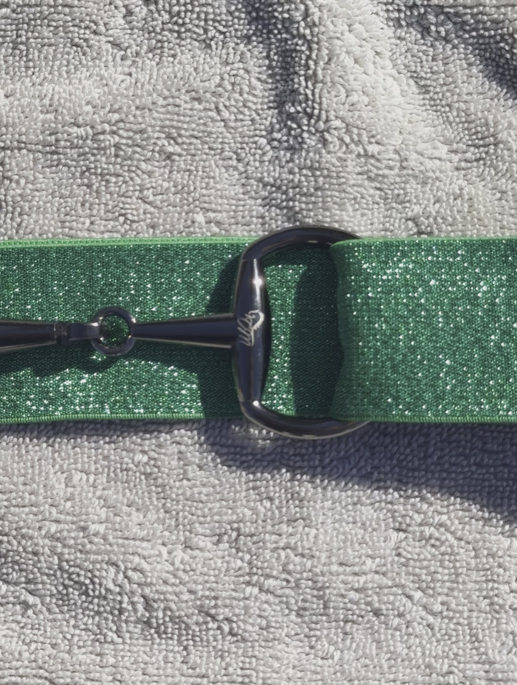 Christmas Green 1.5 equestrian black gun metal Snaffel bit belt buckle