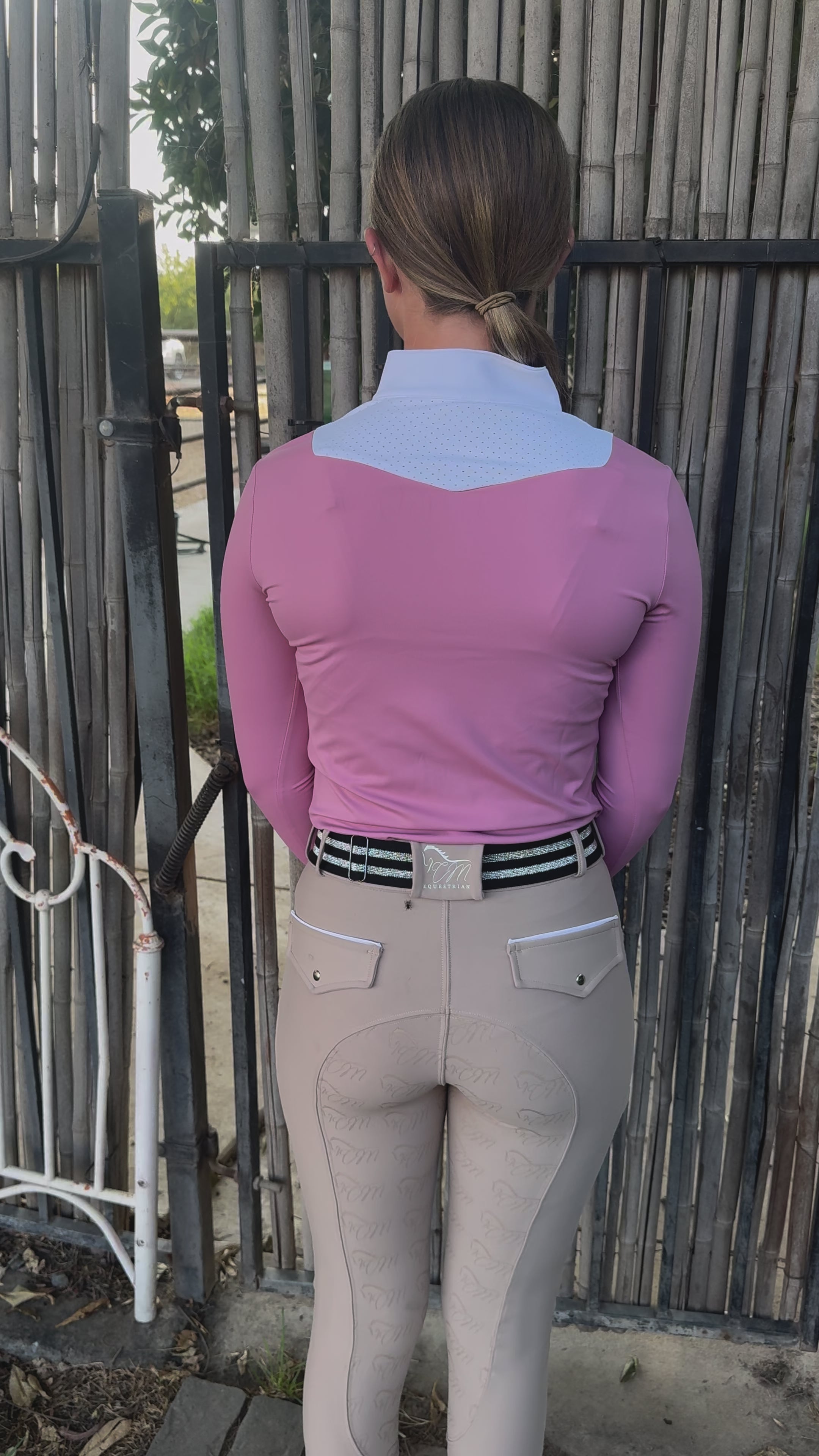 Tan CM Button up logo Breeches Women's Full Seat Riding