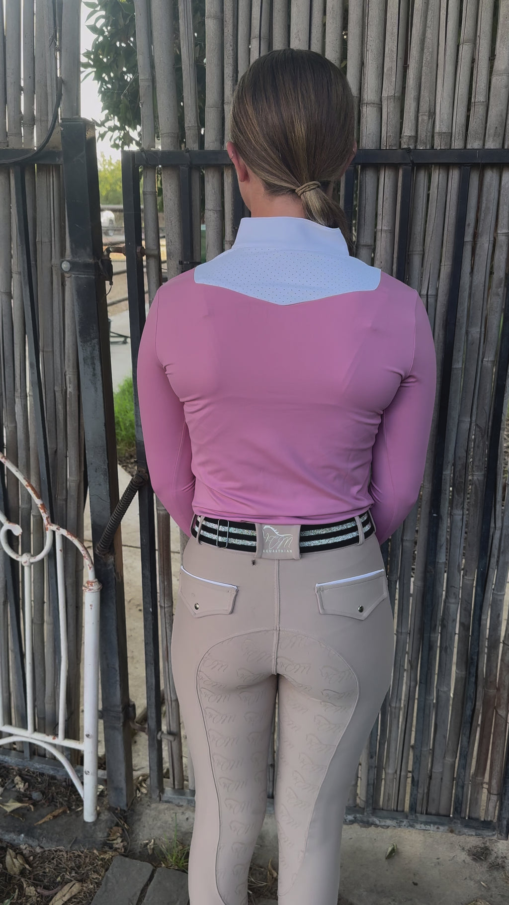 Tan CM Button up logo Breeches Women's Full Seat Riding Silicon Grip Horse Riding Equestrian Breeches